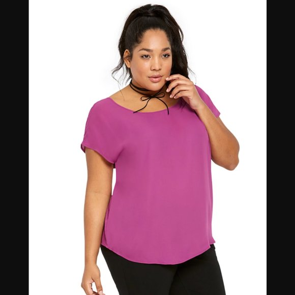 torrid Tops - TORRID PURPLE GEORGETTE CAGE BACK TOP